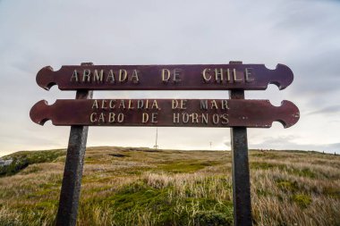 Cappe Horn, Şili - 3 Şubat 2020 Şili Donanma İstasyonu Burnu 'nda. Horn Burnu, Şili 'nin güneyindeki Tierra del Fuego takımadasının en güneydeki burnu.