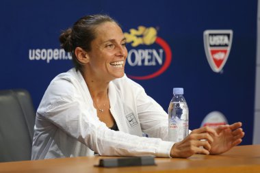 Professional tennis player Roberta Vinci of Italy during press conference after final match at US Open 2015