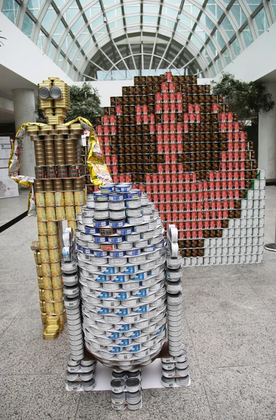 Food sculpture presented at 9th Annual Long Island Canstruction competition — Stok fotoğraf