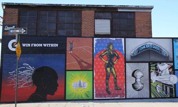 Tennis arte murale tema ispirato alla campionessa del Grande Slam Serena Williams vittorie — Foto Stock