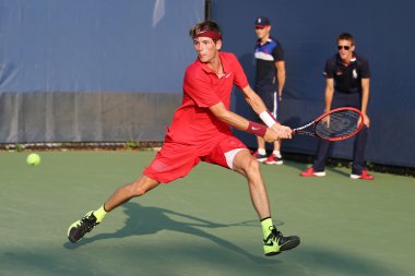 Professional tennis player Jared Donaldson of United States in action during his first round match at US Open 2015