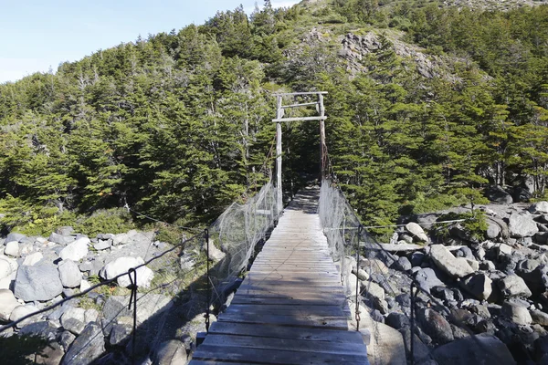 Suspension bridge in Torres del Paine National Park, Patagonia, Chile — Stock Photo, Image