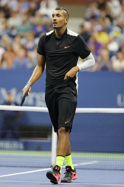 Professionele tennisspeelster Nick Kyrgios van Australië in actie tijdens zijn match tijdens ons Open 2015 — Stockfoto