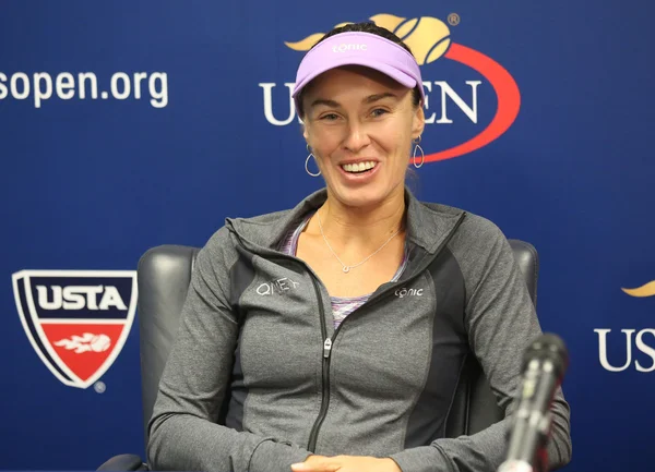 Five times Grand Slam champion Martina Hingis  during press conference — Stok fotoğraf