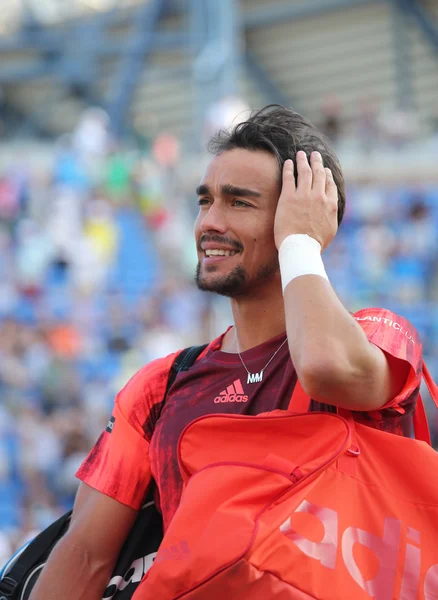 Professional tennis player Fabio Fognini of Italy after his match at US Open 2015 — Stock fotografie