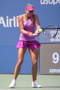 Professional tennis player Yanina Wickmayer of Belgium in action during her round two match at US Open 2015