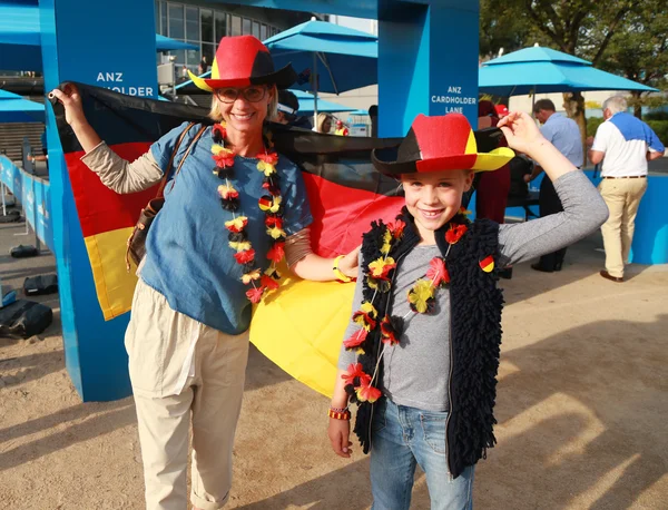 German tennis fans before women's final match at Australian Open 2016 — Stock fotografie