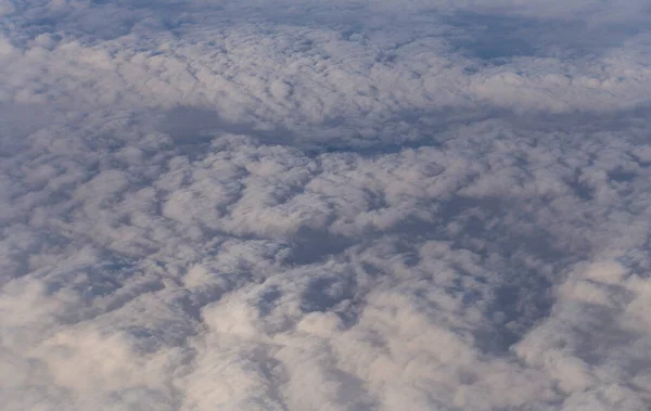 Stratosfera Widok Chmur Okna Samolotu Cumuliform Pochmurny Krajobraz Niebie Latanie — Zdjęcie stockowe