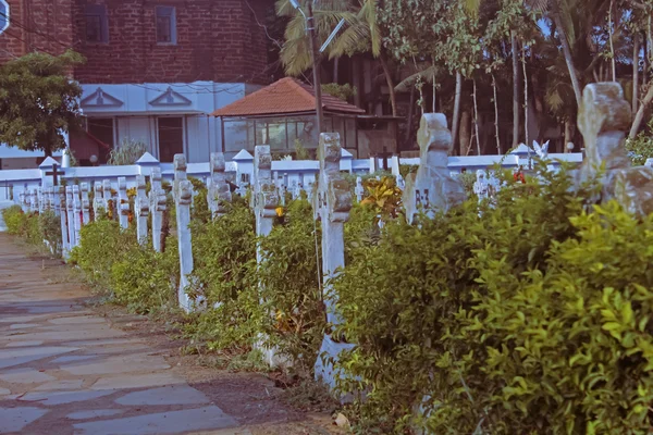 Кладовищі Поблизу Церкви Богоматері Розарій Маргало Гоа Індія — стокове фото
