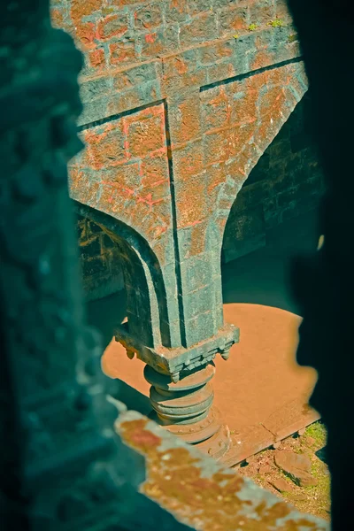 Pilier Sculpté Teen Darwaza Panhala Fort Également Connu Sous Nom — Photo