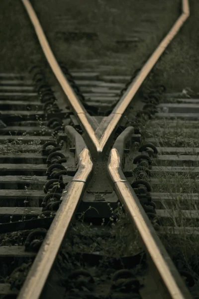 Railway Track Merging Set Points Railway Train Track Pune Maharashtra — Stock Photo, Image