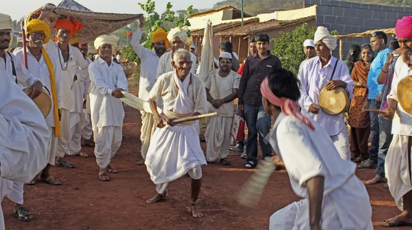 Jogo Tradicional Lathi Maharashtra Índia — Fotografia de Stock