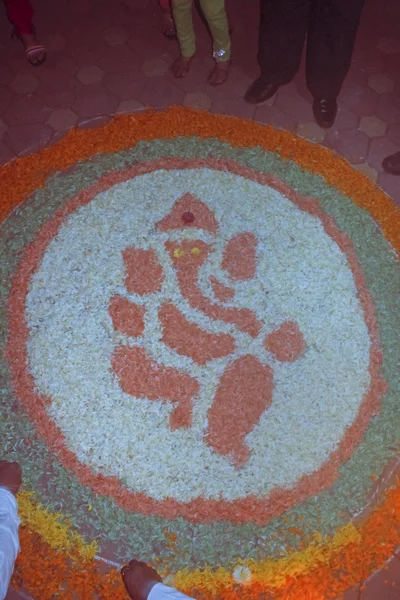 Flower Rangoli Vzor Pune Maharashtra Indie — Stock fotografie