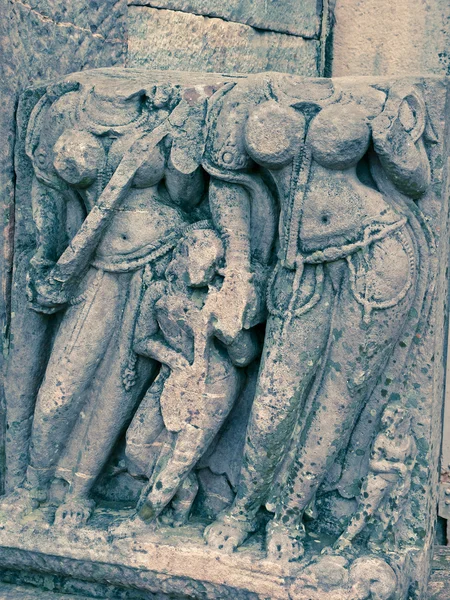 Zniszczona Rzeźba Temple Sanchi Madhya Pradesh Indie — Zdjęcie stockowe