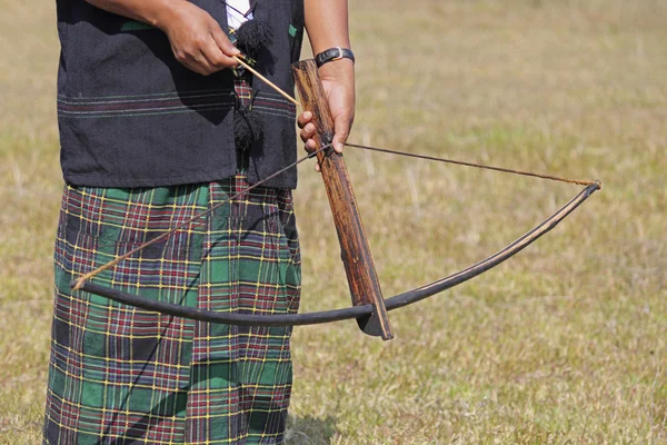 Tribu Hombre Realizan Concurso Tradicional Ballesta Namdapha Eco Cultural Festival — Foto de Stock