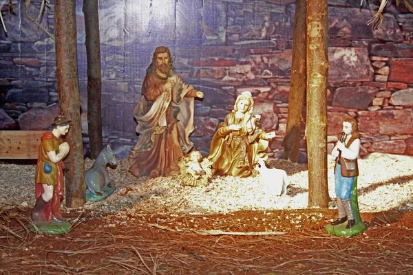 Nativity Set Old Plaster Figurines India — Stock Photo, Image