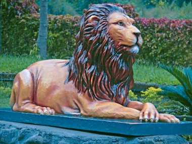 Lion Statue in a garden, Ratnagiri, Maharashtra, India