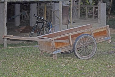Old type Wooden Push / Pull Cart, Miao, Arunachal Pradesh, India