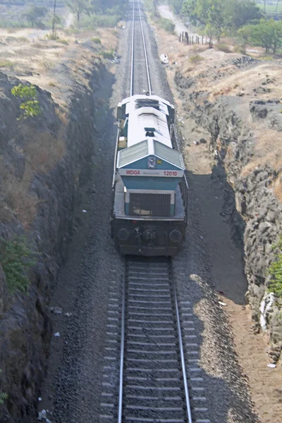 Lokomotive Auf Eisenbahngleisen Ramdarya Düne Maharashtra Indien — Stockfoto