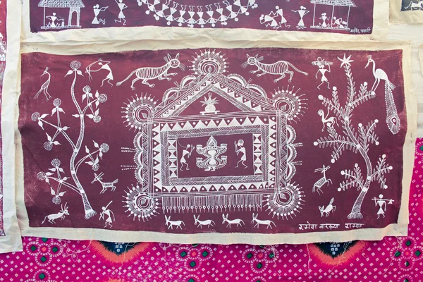 Warli Pittura Parete Artigianato Maharashtra India — Foto Stock