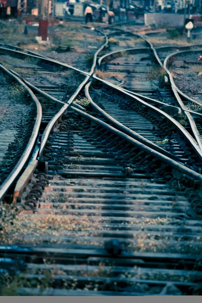 Railway Track Merging Set Points Railway Train Track Pune Maharashtra — Fotografia de Stock