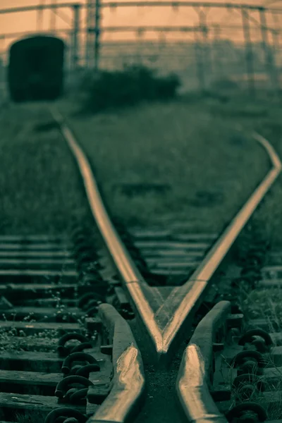 Railway Track Merging Set Points Railway Train Track Pune Maharashtra — Stock Photo, Image