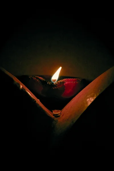 Fiamma, Diya tradizionale, Maharashtra, India — Foto Stock