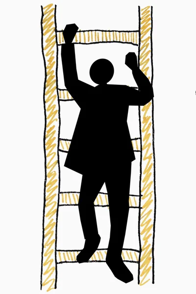 Ο άνθρωπος σε μια σκάλα, Σκάλα έννοια επιτυχία — Φωτογραφία Αρχείου