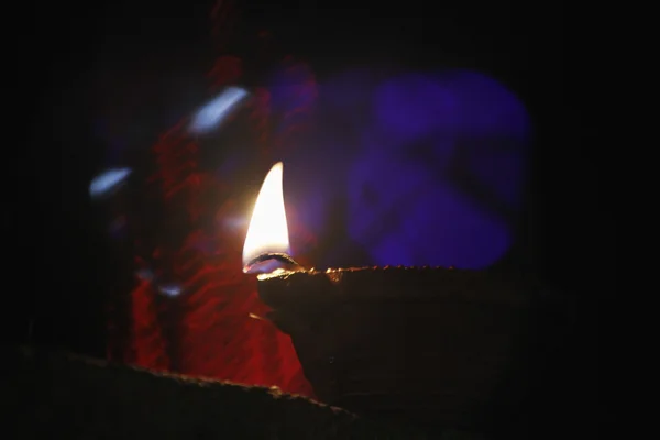 Oil Lamp in Diwali Festival, India. — Stock Photo, Image