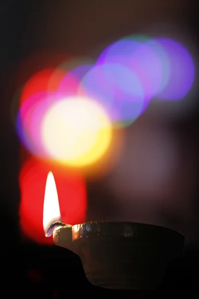 Öllampe in diwali festival, indien. — Stockfoto