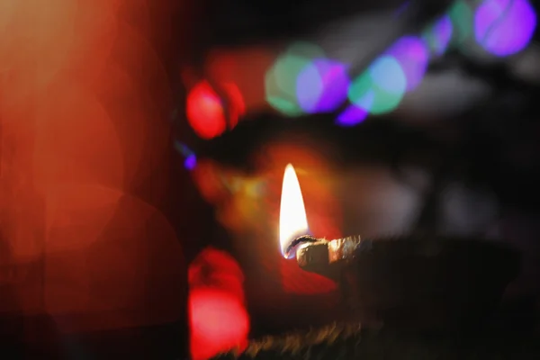 Oil Lamp in Diwali Festival, India. — Stock Photo, Image