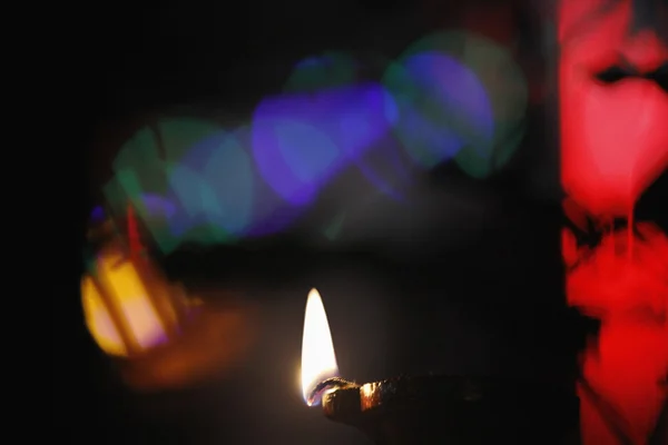 Lámpara de aceite en el Festival Diwali, India . — Foto de Stock