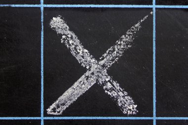 Yanlış onay işareti Siyah Kara tahta el yazısı