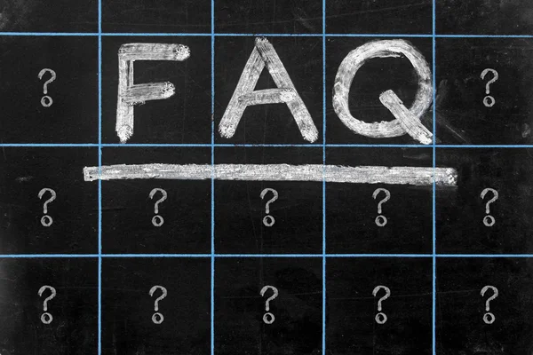Abbreviation FAQ handwritten on black chalkboard — Stock Photo, Image