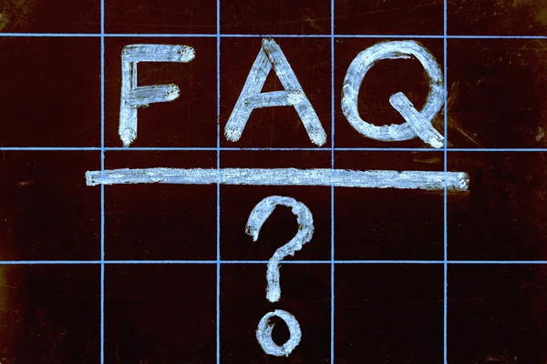 Abbreviation FAQ handwritten on black chalkboard — Stock Photo, Image