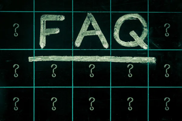 Abbreviation FAQ handwritten on black chalkboard — Stock Photo, Image