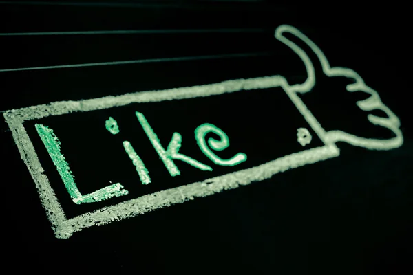 Like Icon handwritten on black chalkboard — Stock Photo, Image