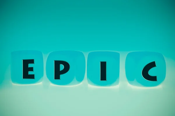 Слово Epic на кубиках — стокове фото