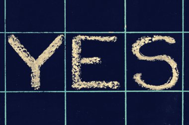 Evet kelime üzerinde el yazısı siyah yazı tahtası