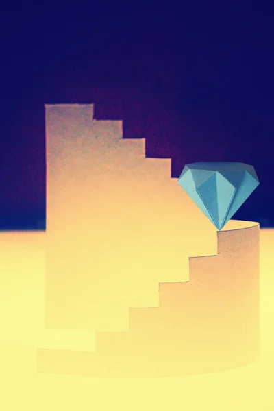 Paper composition with stairs and Diamond — Stock Photo, Image