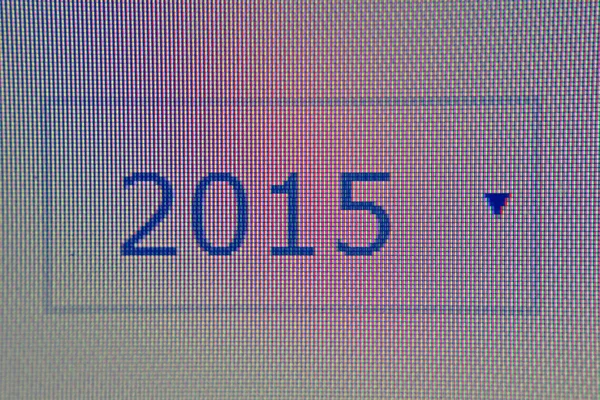 LED Screen close-up with year 2015 written — Stock Photo, Image