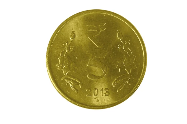 5 rupii indyjskich monet — Zdjęcie stockowe