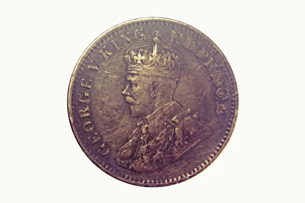 En fjärdedel anna av 1939 george v kung, antika indiska myntet — Stockfoto