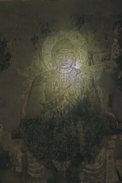 Pintura de Buda dentro de la Cueva No. 21, Ajanta, Aurangabad, Mahar — Foto de Stock