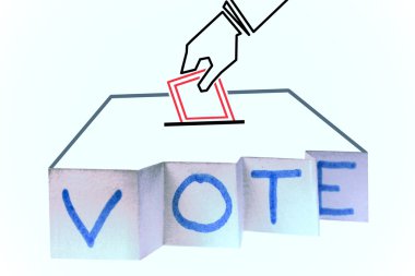 Voter Dropping Vote in Voter Box, Concept clipart