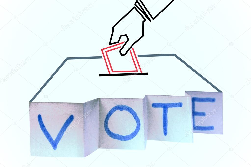 Voter Dropping Vote in Voter Box, Concept