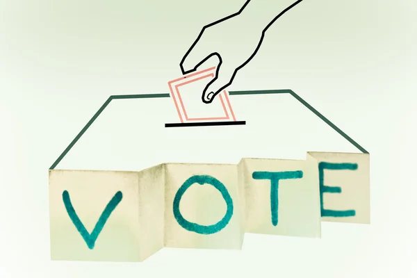 Voto que cae Voto en la caja de votantes, concepto —  Fotos de Stock