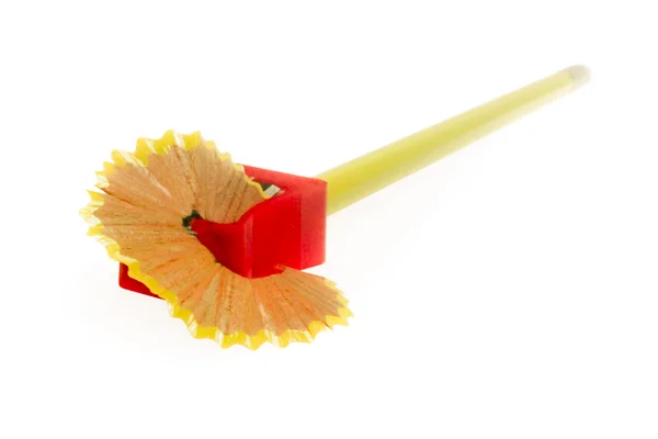 Pencil shavings with shapner — Stock Photo, Image