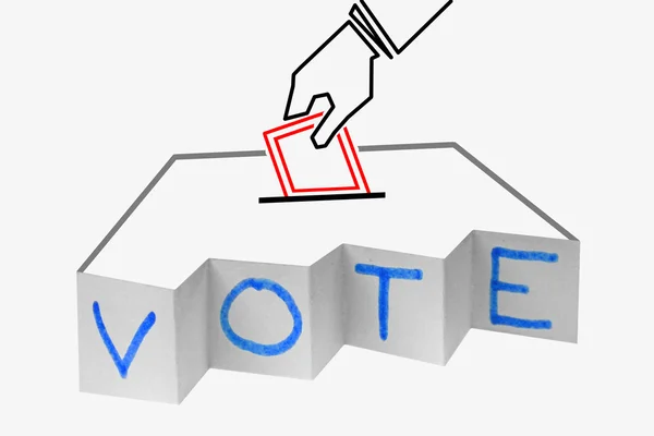 Ψηφοφόρος ρίψη ψηφοφορία σε κουτί των ψηφοφόρων, έννοια — Φωτογραφία Αρχείου