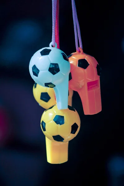 Whistles with Football design — Stock Photo, Image